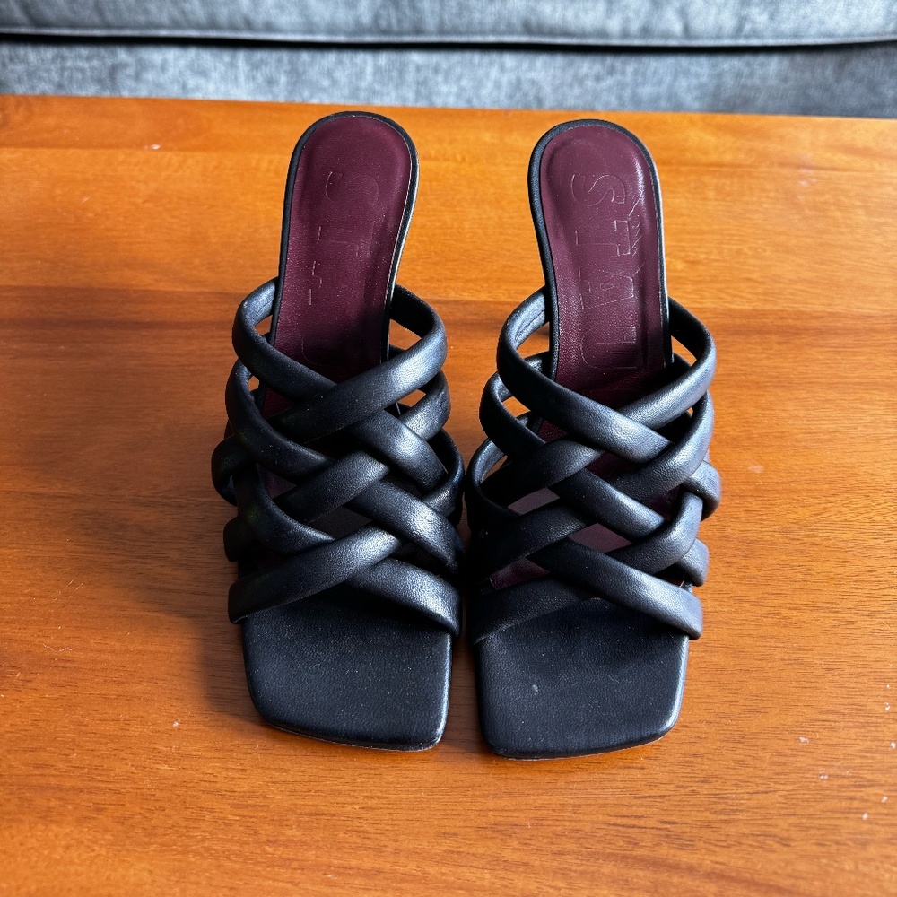 STAUD Black Strappy Sandals